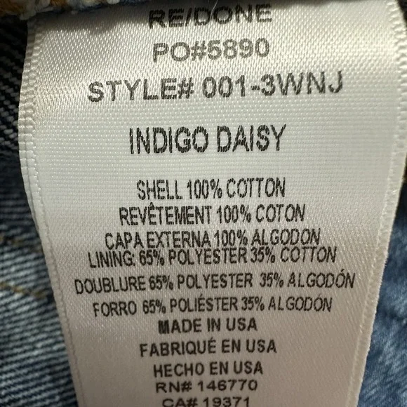 Re/done Levis Women's 501 Straight Jeans in Indigo Daisy medium Blue Denim sz 24 - Picture 11 of 11
